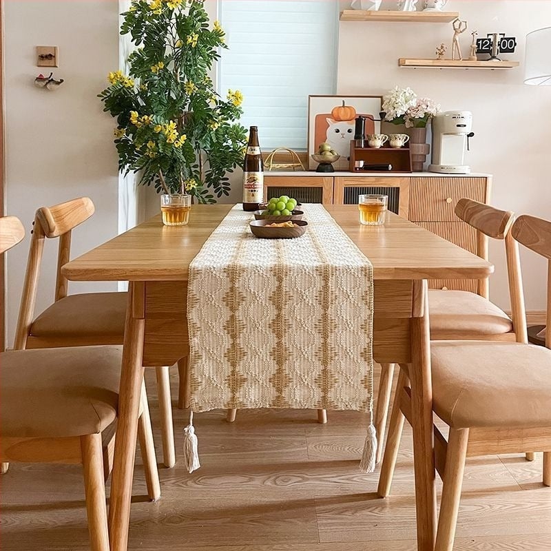 Table Flag - памучно-ленено платно, геометричен модел, минималистичен модерен стил, дневна декорация