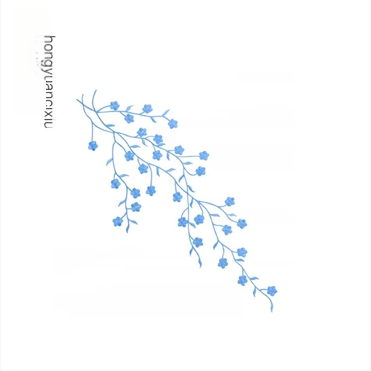 Бродирана апликация със сливово цвете за домашен декор и облекло — Материал: нишкова бродерия; Употреба: декорация, облекло