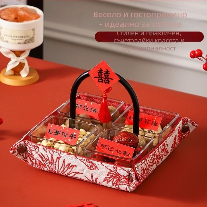 Плодова чиния (Стъклена • Премиум качество • Китайски стил • Нов китайски стил • Не е вносена)