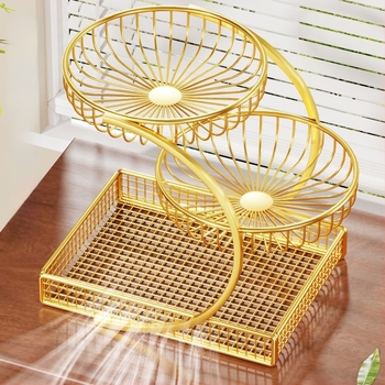 MUGG Метален многоетажен поднос за плодове за маса — модерен минималистичен стил, мрежест дизайн