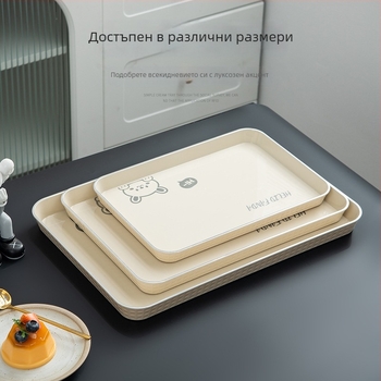 Чайна тава квадратна, PET материал, серия Little Bear, рисунка семейство мечки, лазерно обработена повърхност