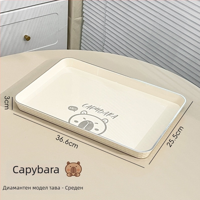 Чайна тава квадратна, PET материал, серия Little Bear, рисунка семейство мечки, лазерно обработена повърхност