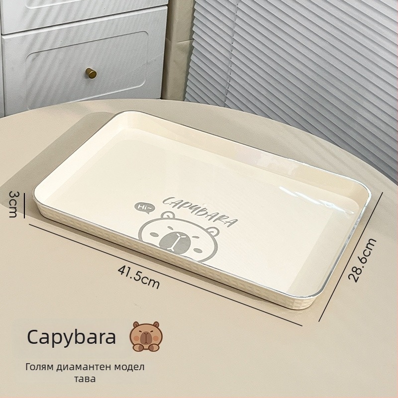 Чайна тава квадратна, PET материал, серия Little Bear, рисунка семейство мечки, лазерно обработена повърхност