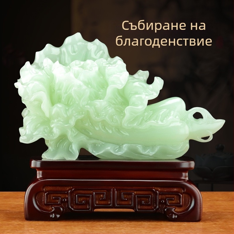 Зелева украса за просперитет — смола, марка Shang yaxuan, стил Китайски, декоративен растителен декор, подходящ за хол, антре и офис