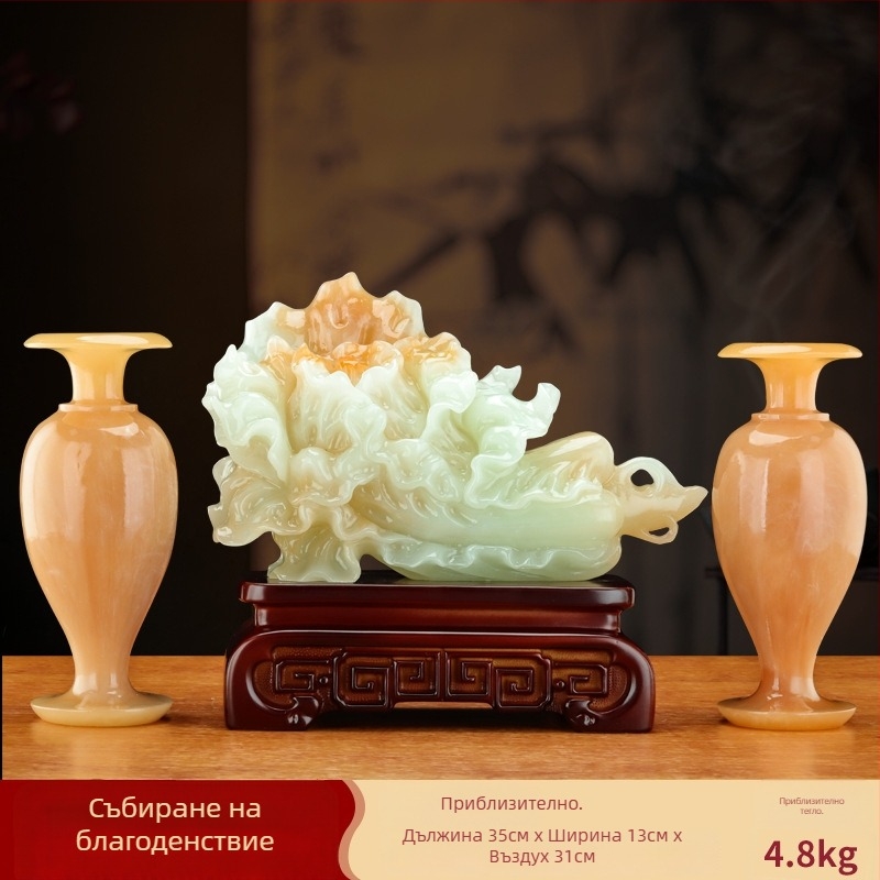 Зелева украса за просперитет — смола, марка Shang yaxuan, стил Китайски, декоративен растителен декор, подходящ за хол, антре и офис