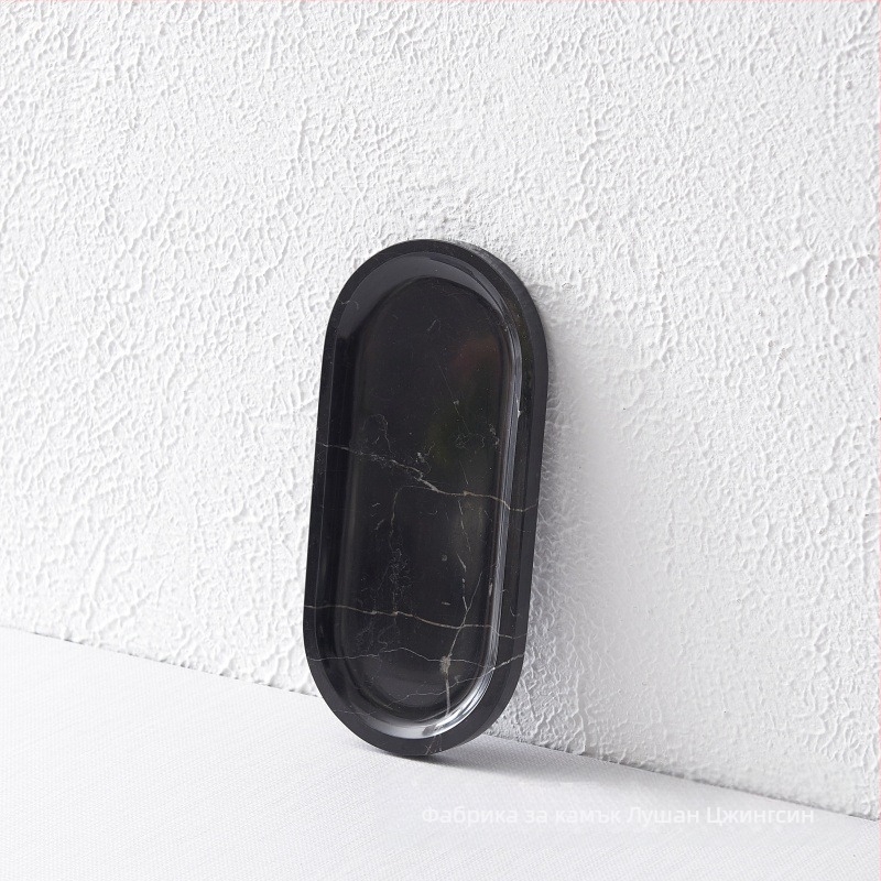 Ароматерапевтична тава от естествен мрамор, ръчна изработка, полирана повърхност с покритие, стил лайт лукс, дисплей за бижута на бюро