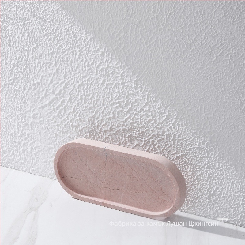 Ароматерапевтична тава от естествен мрамор, ръчна изработка, полирана повърхност с покритие, стил лайт лукс, дисплей за бижута на бюро