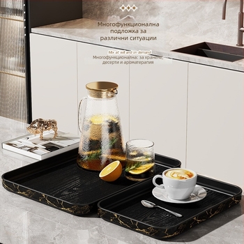 Поднос за експозиция с имитация на мрамор и ивици, квадратен пластмасов поднос за баня, луксозна организация на съхранение