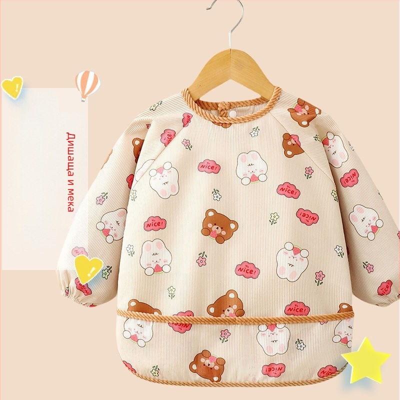 Унисекс бебешка престилка с дълги ръкави, карикатурен принт, водоустойчива corduroy тъкан, полиестерно влакно