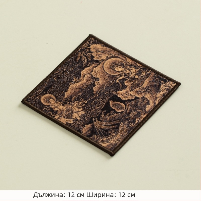 Чайна подложка от плат с мотив Могао пещери, произход Dehua, отпечатано лого, класическа традиция