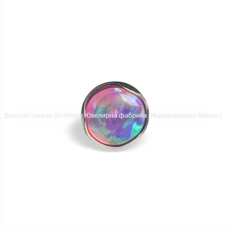 Устни пирсинг нокти – Геометрични титан G23 с опалов камък, камъни вградени