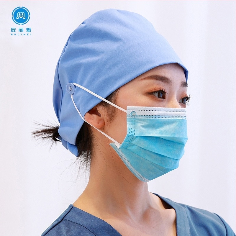 Хирургическа шапка унисекс памучна монохромна куполна шапка с козирка