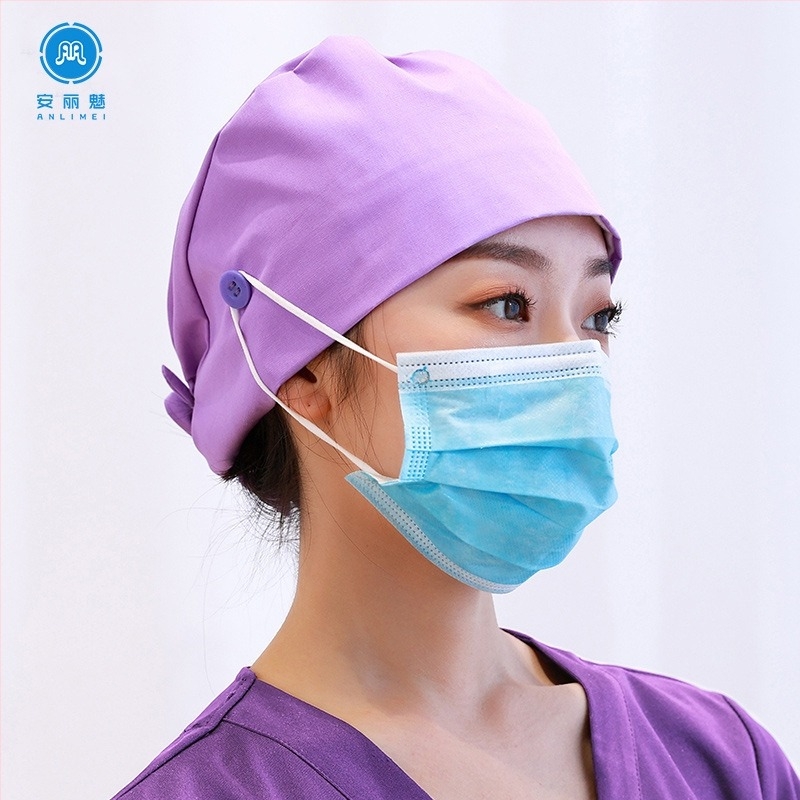 Хирургическа шапка унисекс памучна монохромна куполна шапка с козирка