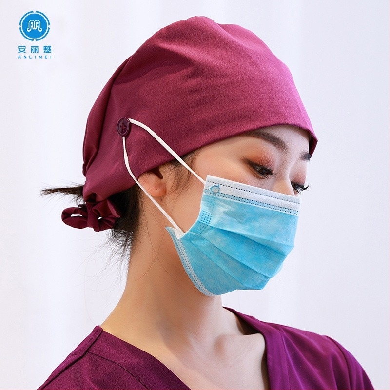 Хирургическа шапка унисекс памучна монохромна куполна шапка с козирка