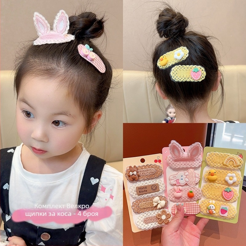 Детска текстилна украса за коса с мотив животни/зодия, ръчно изработена, с аметистови кристали