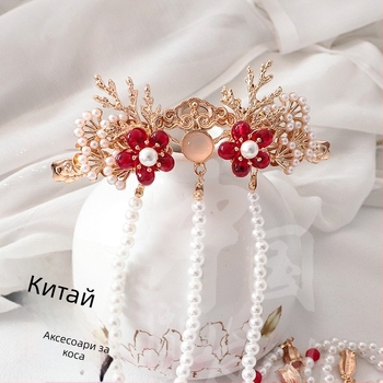 Щипка за коса с лист лотос, форма на цвете, ръчна изработка, метална сплав, национален стил, пролет 2025