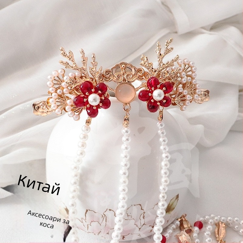 Щипка за коса с лист лотос, форма на цвете, ръчна изработка, метална сплав, национален стил, пролет 2025