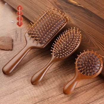 Гребен от сандалово дърво с въздушна подложка за масаж на меридианите, гравирано лого, подаръчна кутия