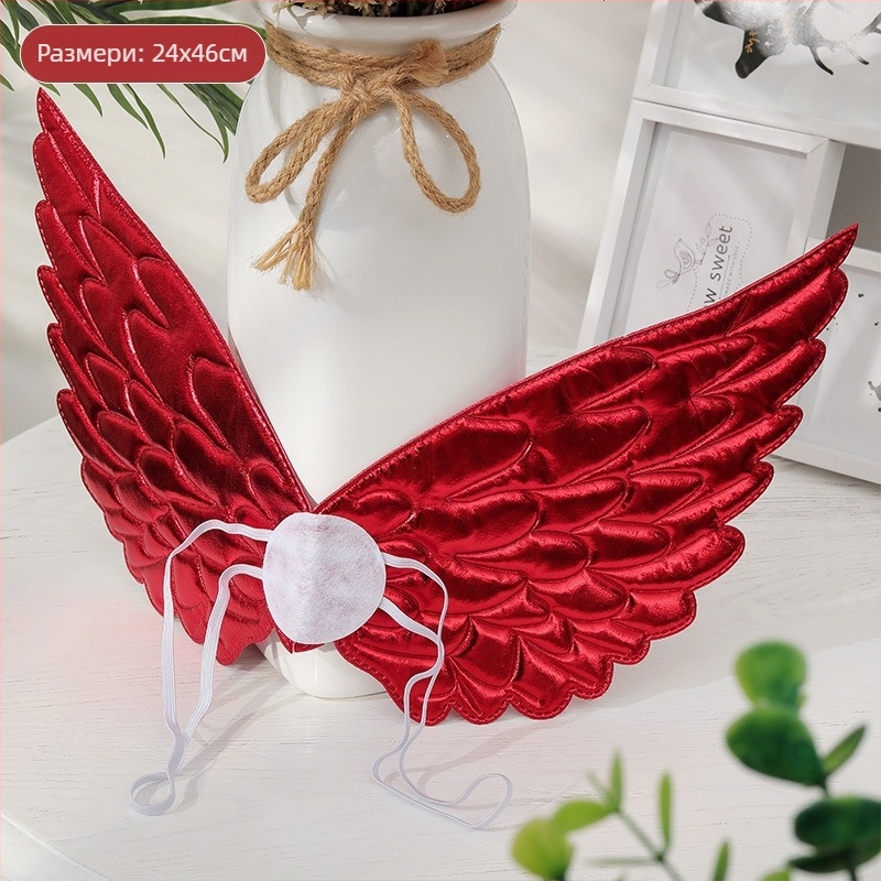 Ангелски криле за детски сценичен костюм, плат, принцес серия, за деца 6–10 г, ултразвукова обработка