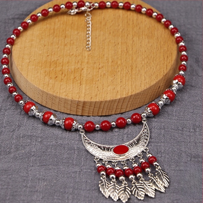 Етно стил колие с яка, материали: плат и смесени материали, марка Confucianism and Yixiang, стил: цветя, произход: Юнан