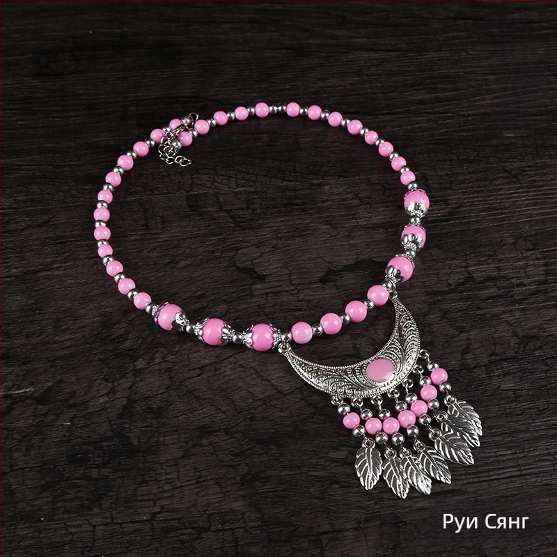 Етно стил колие с яка, материали: плат и смесени материали, марка Confucianism and Yixiang, стил: цветя, произход: Юнан