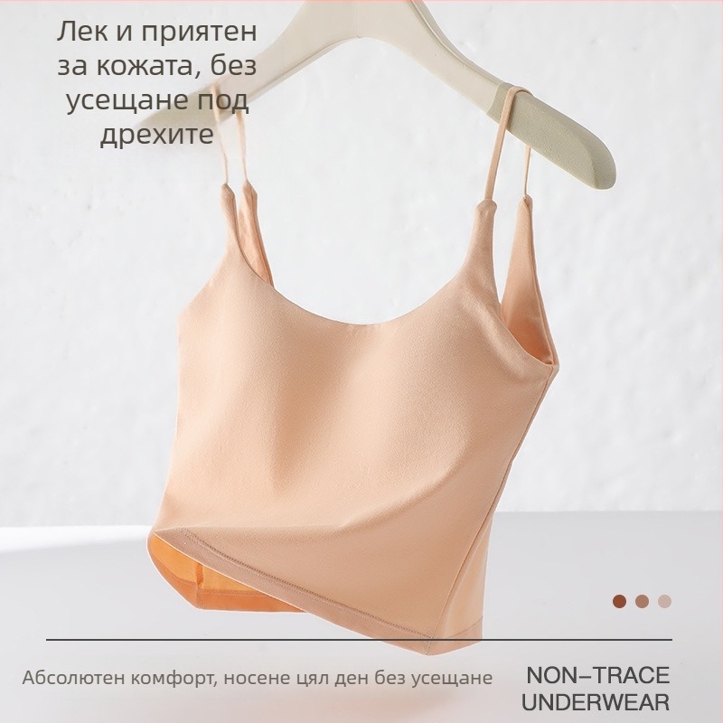 Памучен потник с подплънки за бюст, едно парче, презрамки в корейски стил, 95–100% памук, тегло на материята 161–180 g/m2