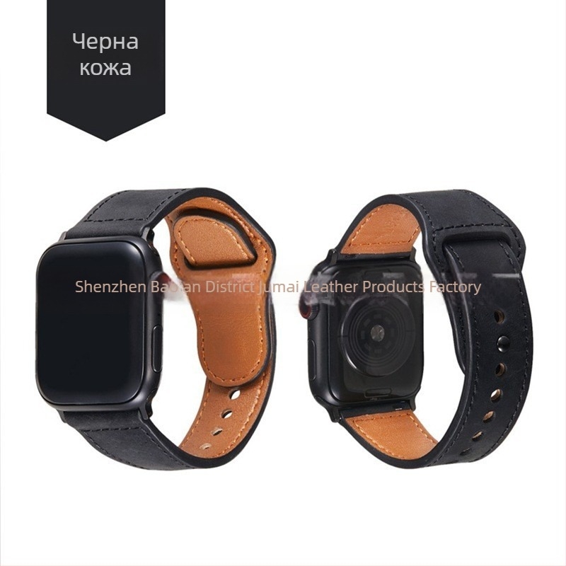 Ремък за Apple Watch Series 7 от естествена кожа, модел Crazy Horse, с заклепки