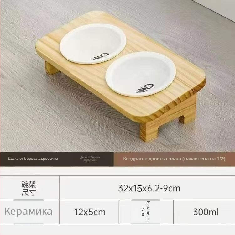 Дървена котешка купа за храна, ръчно хранене, 1 бр.