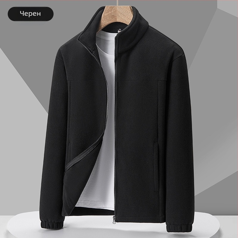 Унисекс поларено яке – кардиган стил с контрастен модел, поларена материя и подплата