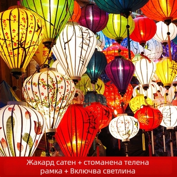 Фенер за външно ползване, копринен, античен ретро стил, нестандартна форма, осветяващ