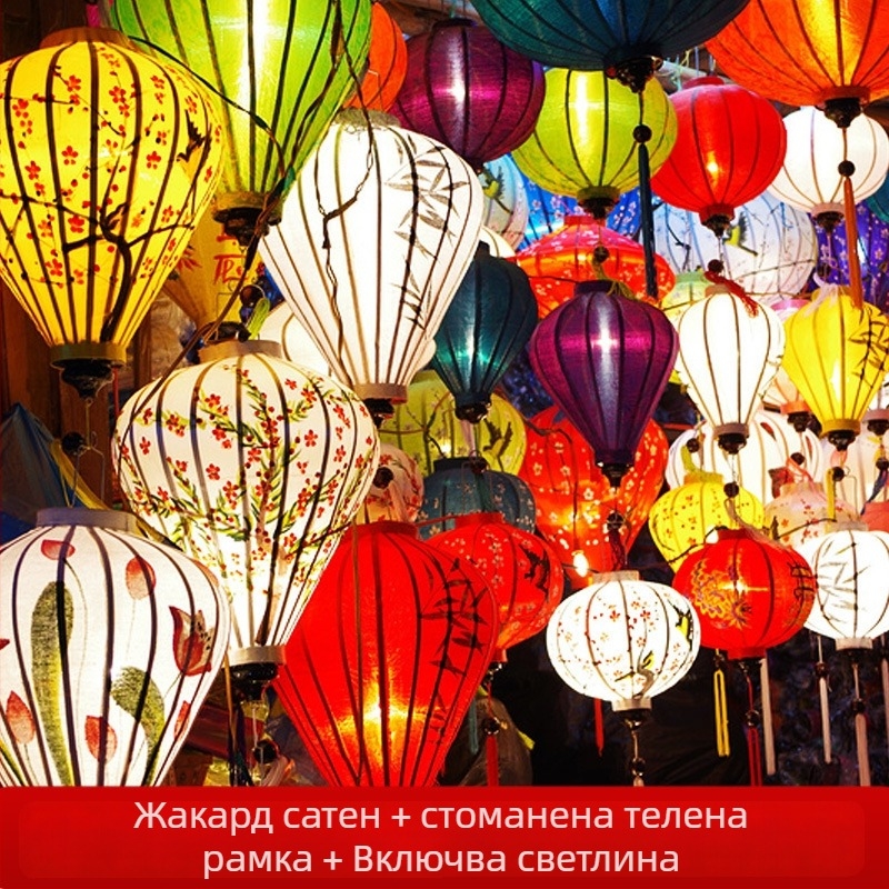 Фенер за външно ползване, копринен, античен ретро стил, нестандартна форма, осветяващ