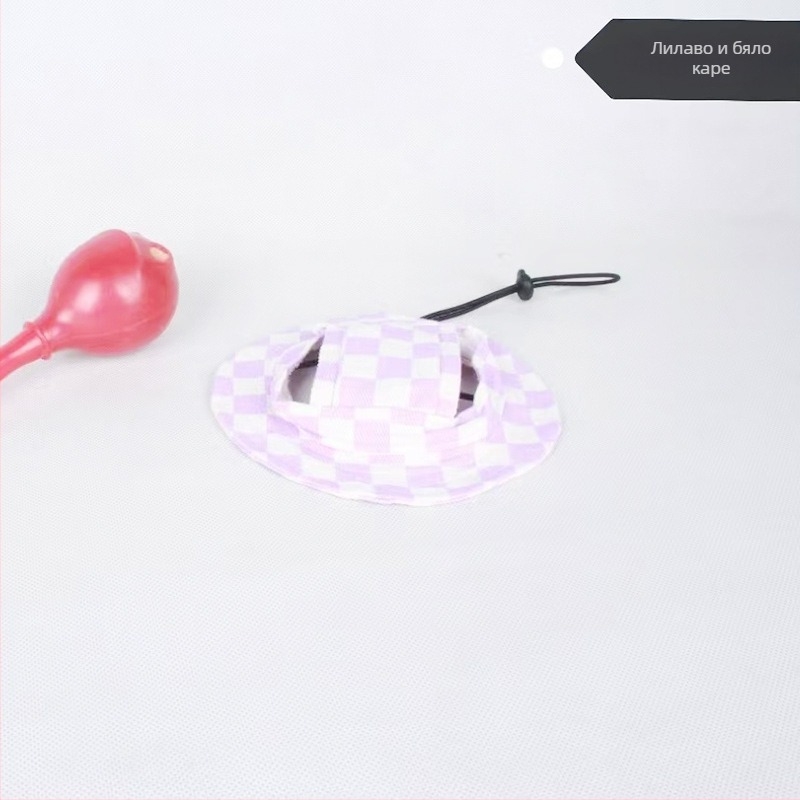 Шапка за слънце за домашни любимци с ушни отвори — рибарски стил, памучна, плътна тъкан, релеф, пролетна, лежерна