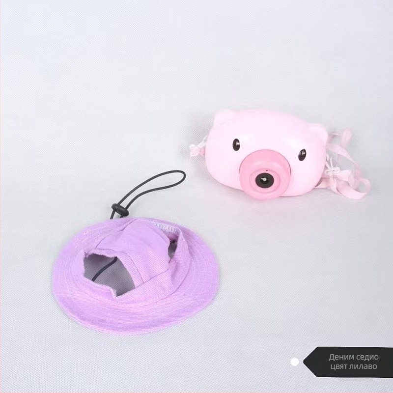 Шапка за слънце за домашни любимци с ушни отвори — рибарски стил, памучна, плътна тъкан, релеф, пролетна, лежерна