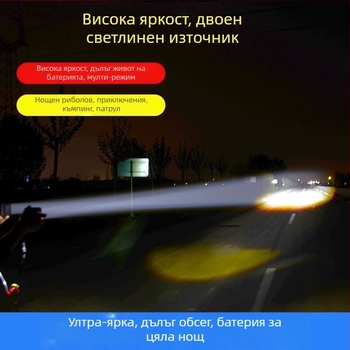 Челна лампа за нощен риболов — литиево батерийно захранване, високопотен лъч, дизайн с презрамка, Xiaoduo