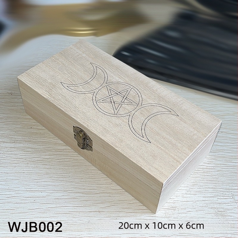 Дървена кутия за съхранение на Таро карти и настолни карти, изработена от дърво; подходяща за възрастови групи 7–14, 15–35, 36–60 и 61+
