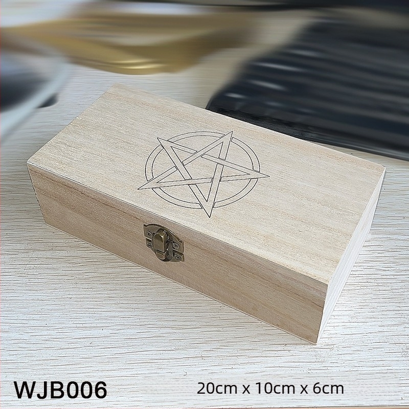 Дървена кутия за съхранение на Таро карти и настолни карти, изработена от дърво; подходяща за възрастови групи 7–14, 15–35, 36–60 и 61+