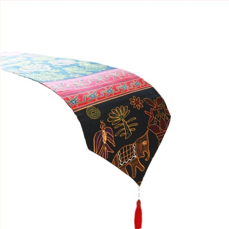 Декоративен флаг за легло в етно стил, памучен, двойно слой, ретро дълга лента, хотелски декор, геометричен модел