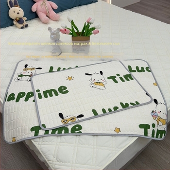 Бебешка латексова охлаждаща подложка за дневен сън, Ice Silk плат, антихлъзгаща, карикатурен стил, 90% латекс