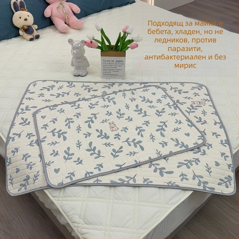 Бебешка латексова охлаждаща подложка за дневен сън, Ice Silk плат, антихлъзгаща, карикатурен стил, 90% латекс