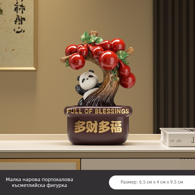 Смолна бюро-украса: дърво за богатство, хурма и котка Рюи (Материал: смола; Марка: Guanjun; Категория: изделия от смола; Стил: модерен минимализъм)