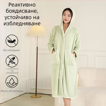 Дамски халат за зима — флис, памук-микрофибър, 600 г
