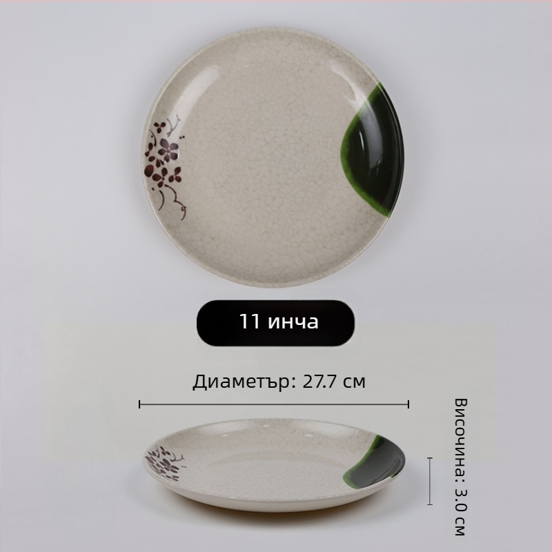 Кръгла чиния от меламин, модерен минималистичен стил, глазирана повърхност, възможност за печат на лого, опции за персонализация