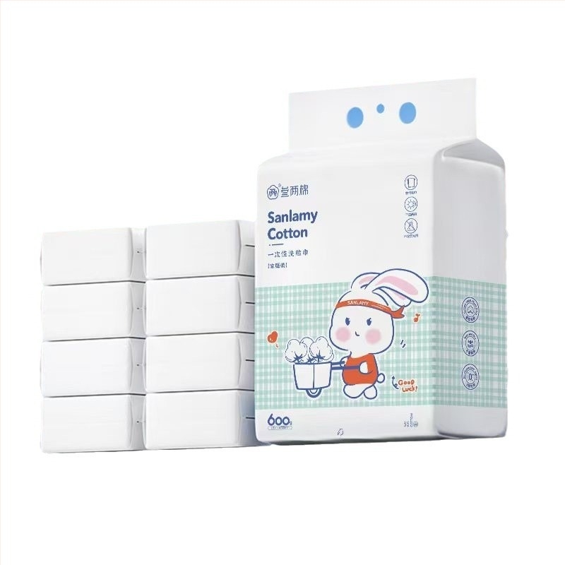 Стенно монтирана еднократна лицева кърпа – мека, удебелена от вискозно влакно, висяща за издърпване, подходяща за грижа за бебета