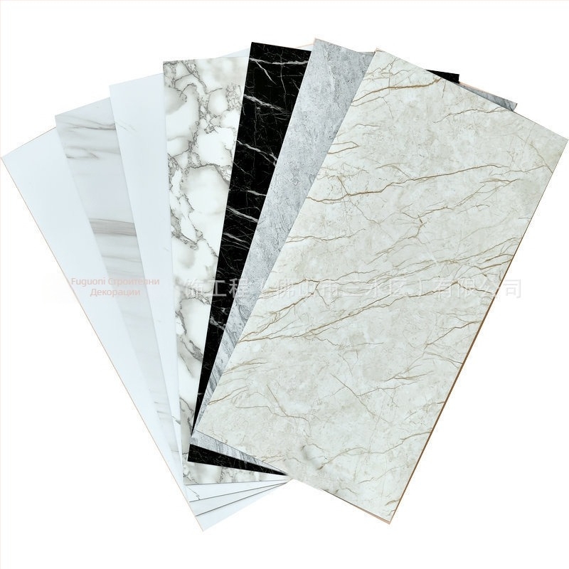 Стикер за стена с имитация на мрамор, PVC, 5+ броя, водоустойчив, за кухня и ресторант, модерен стил, огледален ефект