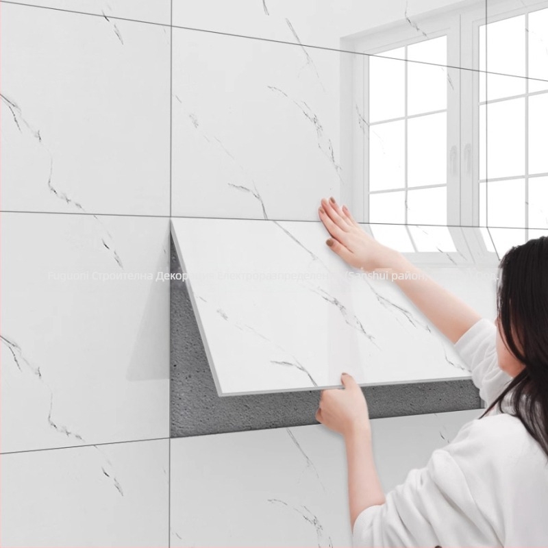 Стикер за стена с имитация на мрамор, PVC, 5+ броя, водоустойчив, за кухня и ресторант, модерен стил, огледален ефект