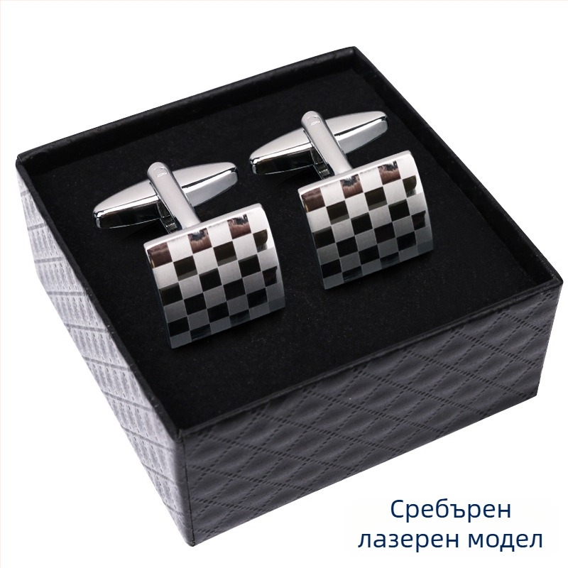 Маншетни копчета (сплав, прост мъжки стил, геометричен дизайн, електроплакирани)
