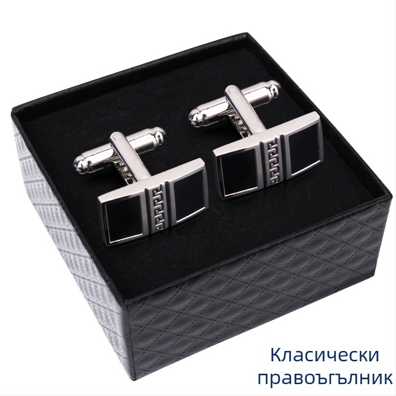 Маншетни копчета (сплав, прост мъжки стил, геометричен дизайн, електроплакирани)