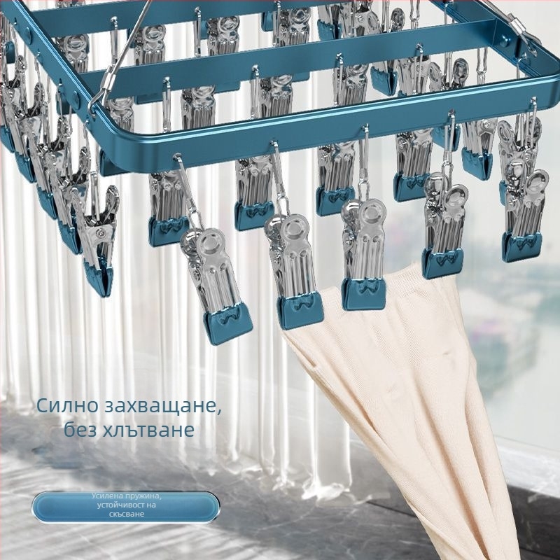 Клип за сушене – клип за чорапи от алуминиева сплав, с неръждаеми елементи, марка Heron, пакет от 50 броя, за бельо, чорапи, шалове и вратовръзки