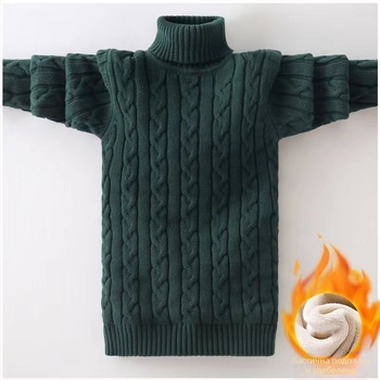 Детски плетен свитер, удебелен, двойна яка (полиестерни влакна, дълги ръкави, за деца на възраст 3-8 години)