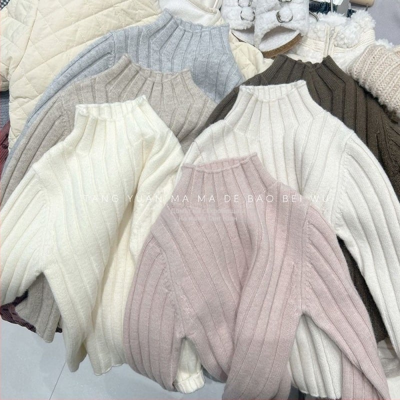 Детски пуловер за момичета в корейски стил от памук, дълги ръкави, кръгла яка, за възраст 1–3 години